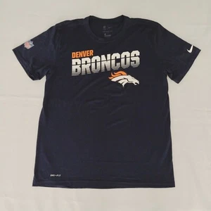 Nike Denver Broncos Shirt Men Large Dri Fit On NFL Field Training Tee Navy b2 - Picture 1 of 10