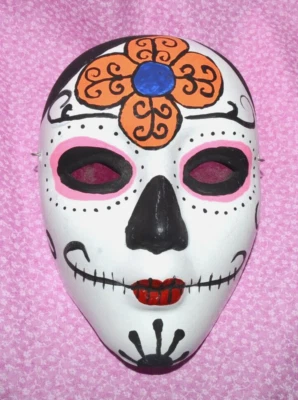 Ceramic Mask Day of the Dead Skull Wall Art-Hand Painted - Image 1 of 4