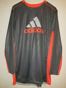 ADIDAS CLIMACOOL- LONG SLEEVE SHIRT - YOUTH XL 18/20 - GRAY & ORANGE - (27) - Picture 1 of 7