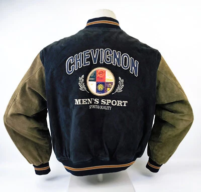 Chevignon Lederjacke Wildleder Men`s Sport schwarz / grün Gr. XL (L) vintage - Bild 1 von 4