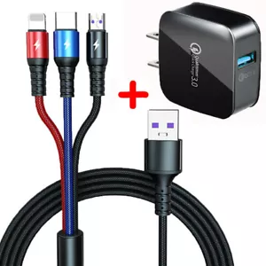 3 in 1 Fast USB Charging Cable Universal Multi Function Cell Phone Charger Cord - Picture 1 of 15