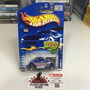 2002 HOT WHEELS BLUE CARD #080 BLUE 30’ FORD 3 WINDOW STREET ROD 1/64 MIP CHINA - Picture 1 of 5