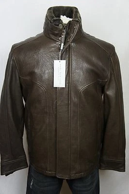 NWT $795 Andrew Marc New York Brown 100% Leather Bomber Jacket Shearling Coat - Image 1 of 4