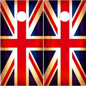 Paquete de 2 calcomanías Cornhole Wraps UNION JACK BANDERAS BRITÁNICAS bandera rústica Gran Bretaña - Imagen 1 de 4
