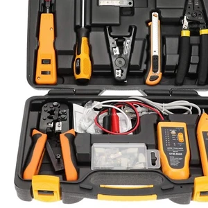 15-Piece Professional Network Tool Kit with Crimper, Tester & Punch Down Tool - Picture 1 of 11