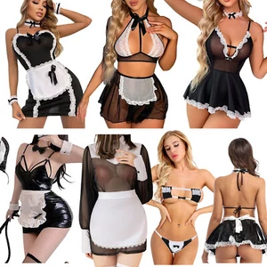 Sexy Lingerie Maid Women Lace Cosplay Babydoll Sleepwear Dress Underwear Costume - Picture 1 of 59