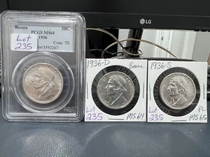 1936 PDS 50c Half Dollar Commemorative Boone Complete Set of 3 (CEJ) - Picture 1 of 7
