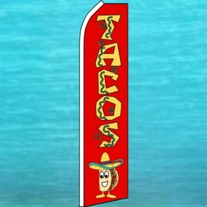 BANDERA TACOS FLATTER Alta Curvada Top Publicidad Pluma Swooper Viento Banner Letrero - Imagen 1 de 5