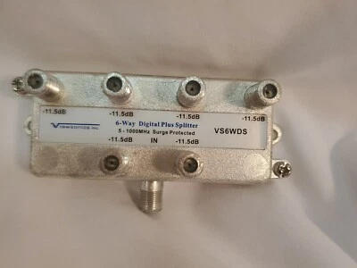 Viewsonics Digital Plus 6-Way Splitter 5MHz-1000MHz (VS6WDS) Surge Protected NOS - Image 1 of 4