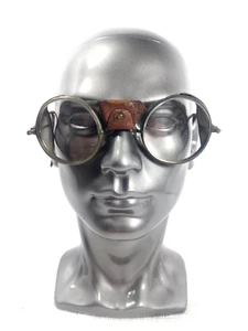 Vintage Steampunk Round Safety Glasses Motorcycle Goggles Side Shields - Picture 1 of 19