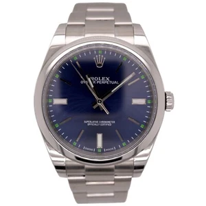 Rolex Men's 39mm Oyster Perpetual Stainless Steel Blue Dial Watch Ref: 114300 - Picture 1 of 10