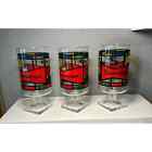 Set of vintage Budweiser square footed stained glass tulip glasses