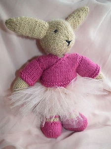 Knitted Ballerina Bunny, Handmade soft toy (311-0316) - Picture 1 of 9