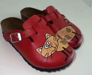 Birki’s Birkenstock Boston Clogs Kids Kay Cat Red Comfort Slip On Shoes C10