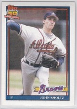 M) 1991 Topps Baseball Trading Card - John Smoltz #157
