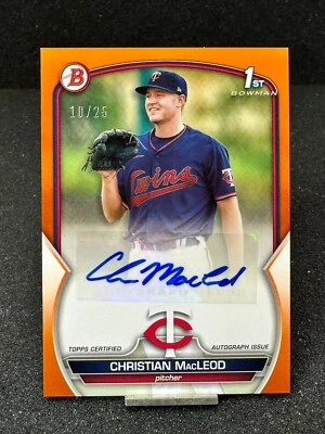 2023 Bowman 1st Prospect Auto  CHRISTIAN MACLEOD  #PPA-CMD  Orange Border /25 - Image 1 of 2