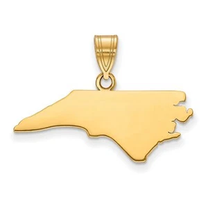 Gold Plated Sterling Silver North Carolina State Charm Pendant - Picture 1 of 5