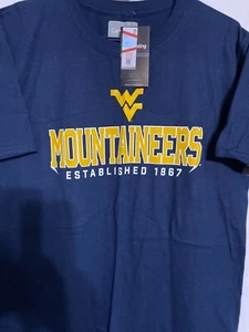 MOUNTAINEERS COLLEGE T-SHIRT Size Large color Dark Blue  - Picture 1 of 4