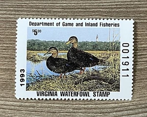 WTDstamps - 1993 VIRGINIA - State Duck Stamp - Lot1 - Mint OG NH - Picture 1 of 2