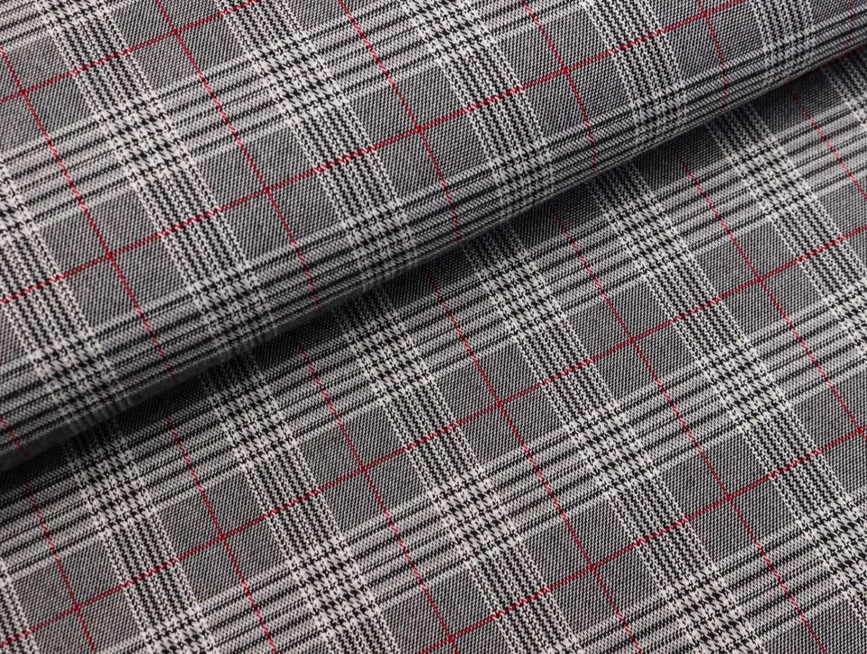 SCHOTTENKARO Karo Stoff Glencheck Tartan DUNKELGRAU BORDEAUX EUR 13,98/m - Bild 1 von 2