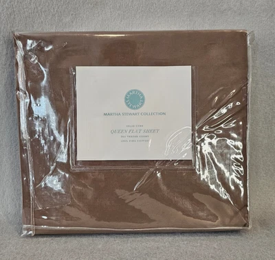 Sábana plana Martha Stewart Collection Queen 100 % algodón Pima 360 hilos nueva en paquete Foto 1 de 4