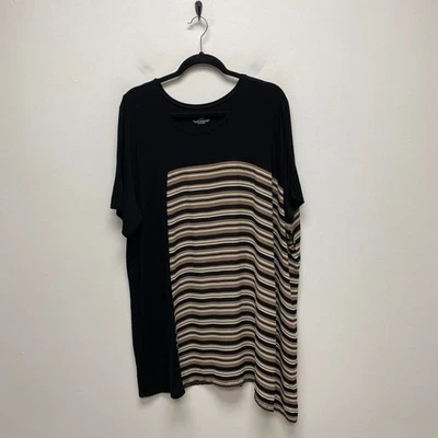 Vestido elástico Lane Bryant para mujer negro tostado a rayas manga corta cuello redondo 18/20 Foto 1 de 4