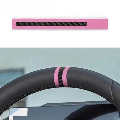 Guarnição de volante de fibra de carbono rosa camurça para BMW 1 3 4 5 7 Series X1 X3 X5 X6 - Imagem 1 de 4