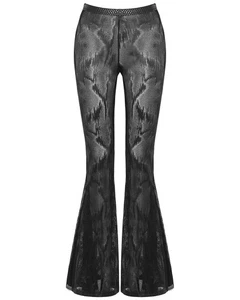 Punk Rave Womens Apocalyptic Goth Sheer Mesh Fishnet Flare Leggings Bell Bottoms - Picture 1 of 11