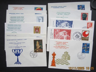 Collection of 14 Chess stamp covers - Yugoslavia. Ladies Chess tournament - Image 1 of 4