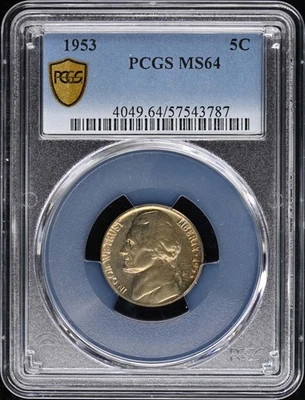 1953 5C Jefferson Nickel PCGS MS64 - Image 1 of 2