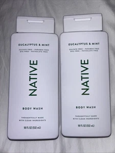 2 Native Natural Body Wash 18oz Eucalyptus & Mint Sulfate Free Paraben Free 18oz - Picture 1 of 5