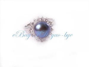 9-10mm Cultured Pearl Ring White Gold Plated With Rhinestone Fashion Jewelry - Picture 1 of 11