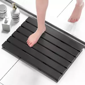 Wooden Bamboo Bath Shower Mat- Non-Slip Waterproof Large Bathroom Floor Mat for - Picture 1 of 12