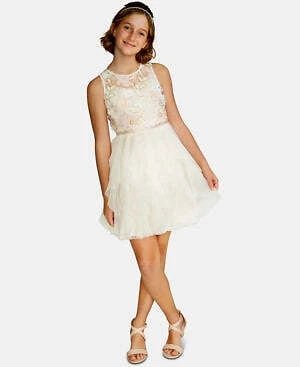 Vestido bordado con lentejuelas rubor Rare Editions para niñas grandes talla 12 Foto 1 de 4