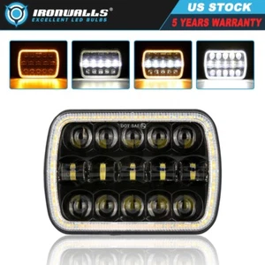 DOT 5x7" 7x6"inch LED Square Headlight With Angel Eyes For Jeep GMC Ford Truck - Imagen 1 de 12