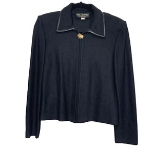 St. John Collection Santana Knit Blazer Women Size 6 Black Full Zip Old Money - Picture 1 of 14