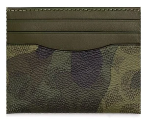 Estuche delgado para tarjetas de identificación COACH 'CC Signature Camo' de lona recubierta camuflaje *NUEVO CON ETIQUETAS* - Imagen 1 de 16