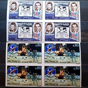 Monaco 1970 imperf MNH 8 Stamps Full 4 Sets Space Apollo Kennedy  YT €440.00 - Picture 1 of 3