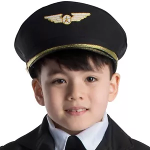 Dress Up America Pilot Hat - Black Airline Captain Cap - Pilot Costume Accessory - Picture 1 of 4