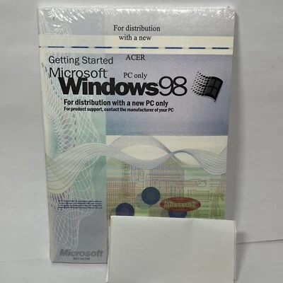 Microsoft Windows 98 MS WIN Product Key NEW Sealed - Acer Recovery CD US-STD - Image 1 of 4