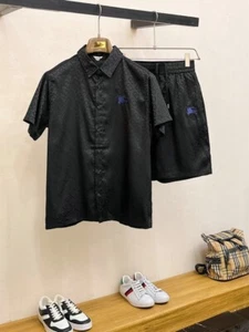 Burberry Black Print Set Short-Sleeve Shirt & Matching Shorts Size 2XL - Imagen 1 de 9