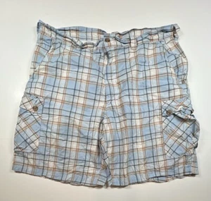 Pantalones Cortos Carga Panama Jack Hombre Talla 40 Azul Blanco A Cuadros 100% Algodón Cremallera - Imagen 1 de 7