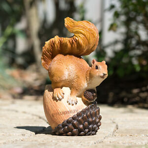 Squirrel on Acorn Small Resin Garden Ornament Decorative Figure Sculpture Art