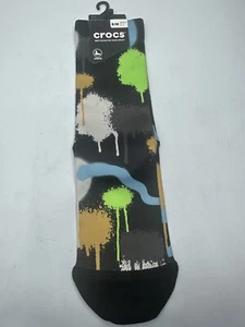 1 Pair Crocs Brand Crew  GRAFFITI MULTI SIZE SOCKS NWT - Picture 1 of 2