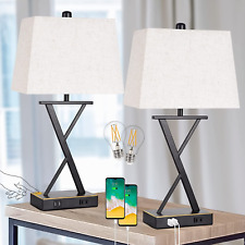 Set of 2 Table Lamps with 2 USB Ports & 1 AC Outlet, 3-Way Dimmable Modern Touch