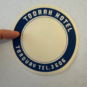 Vintage Hotel Travel Luggage Label Toorak Hotel Torquay United Kingdom UK - Picture 1 of 2