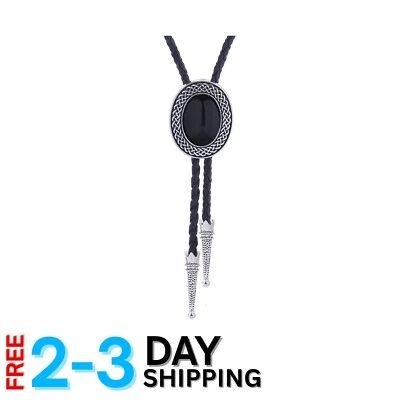 Регулируемый галстук-боло ручной работы с черным агатом - идеальный подарок для него - Изображение 1 из 4