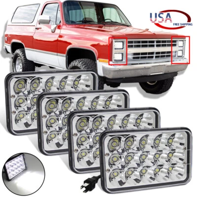 Chrome 4x6" LED Headlights Hi/Low Sealed Beam for Chevy C10 C20 Suburban K10 K20 - Image 1 of 4