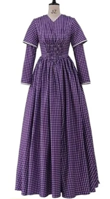 Civil War Women's Victorian Dress Purple Plaid Dress Ball Dress - Image 1 of 3