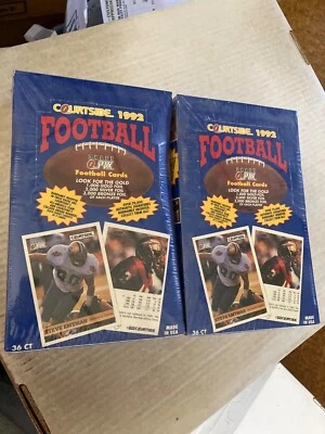 Two 1992 courtside draft pix sealed football boxes possible auto’s? see scans - Image 1 of 3